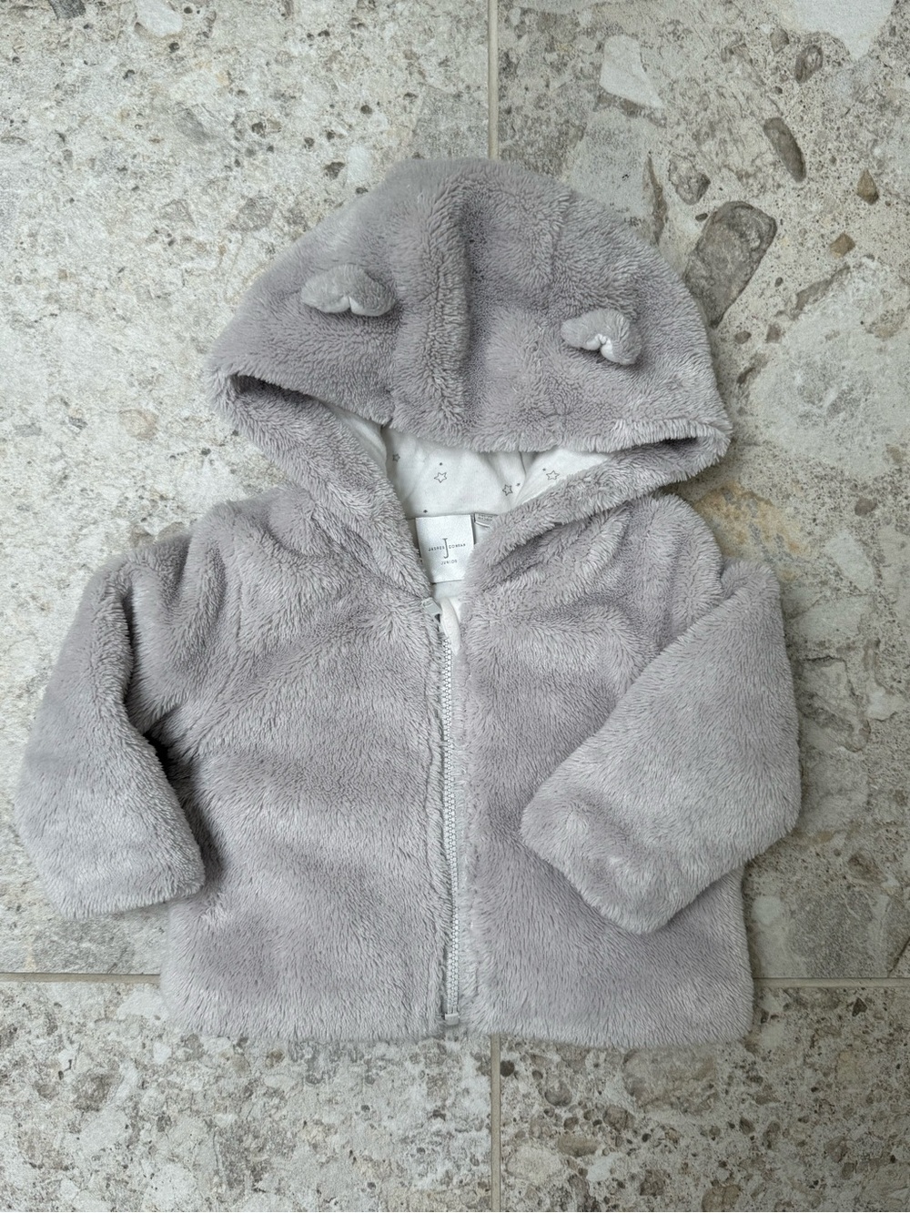 Jasper Conran Junior Newborn light Grey fluffy coat; Size: Newborn